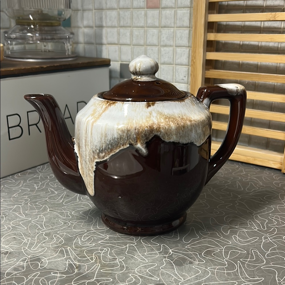 Brown and Cream Ceramic Japan Teapot